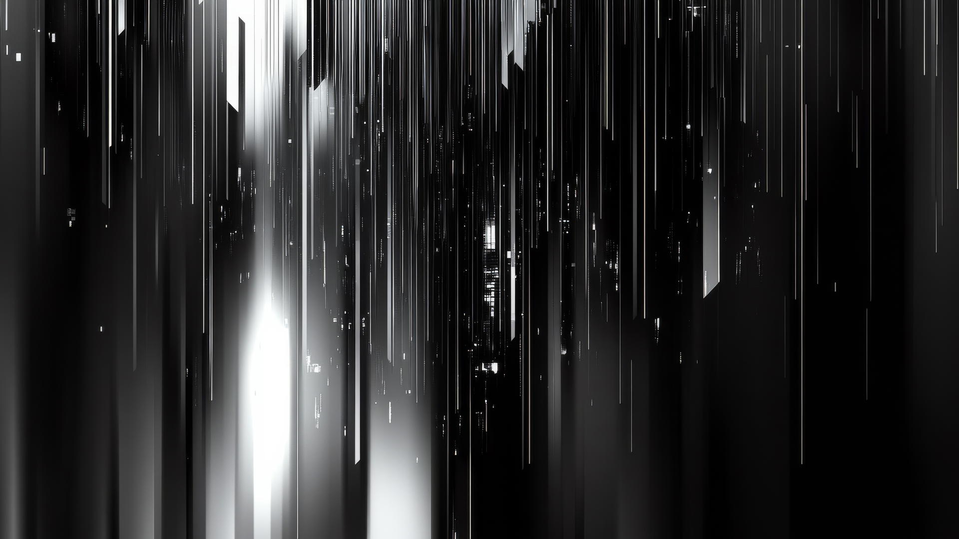 Y2K wallpaper black with pixelated digital rain and glitchy effects