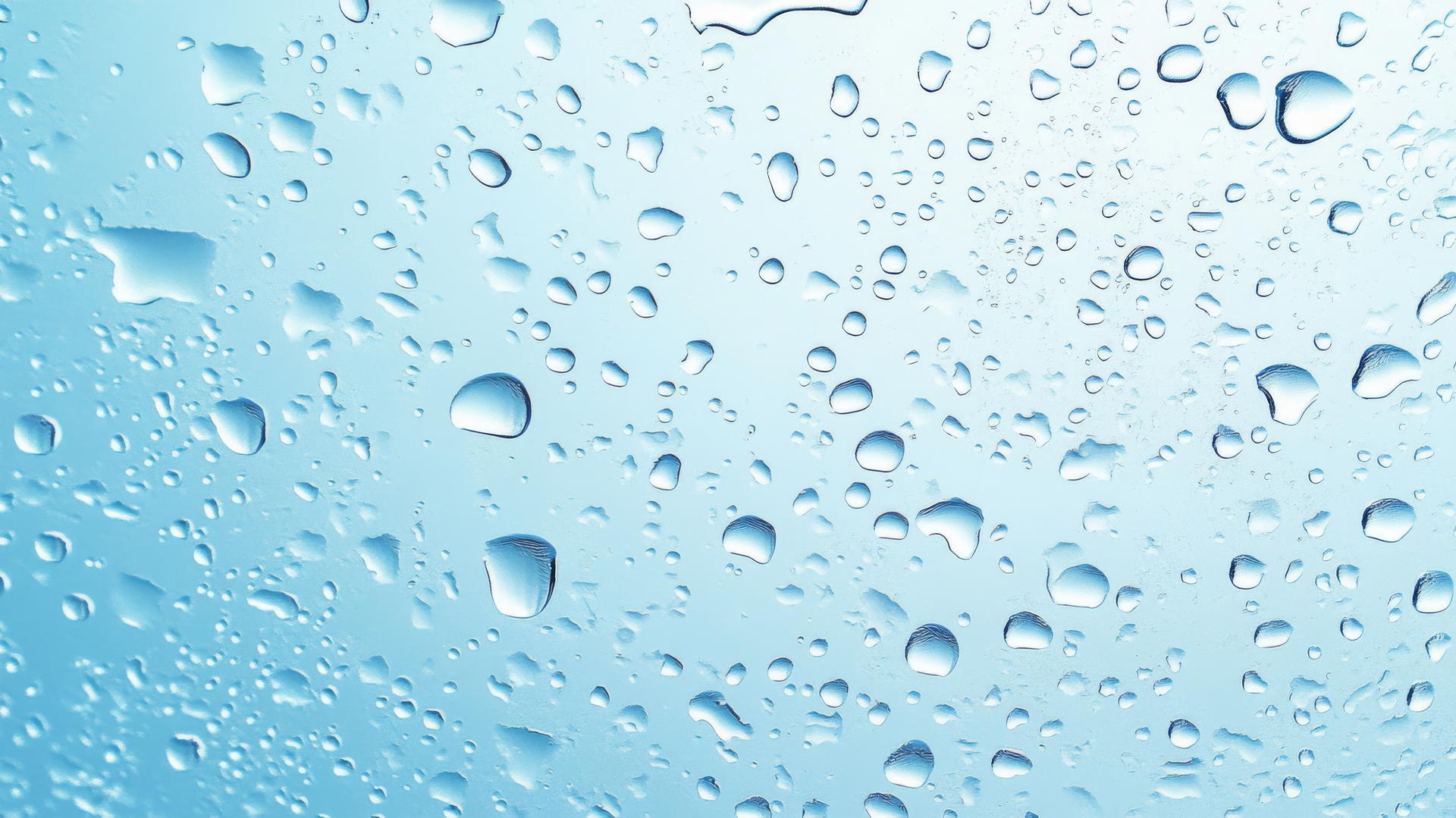 light blue wallpaper with gentle rain droplets on a window