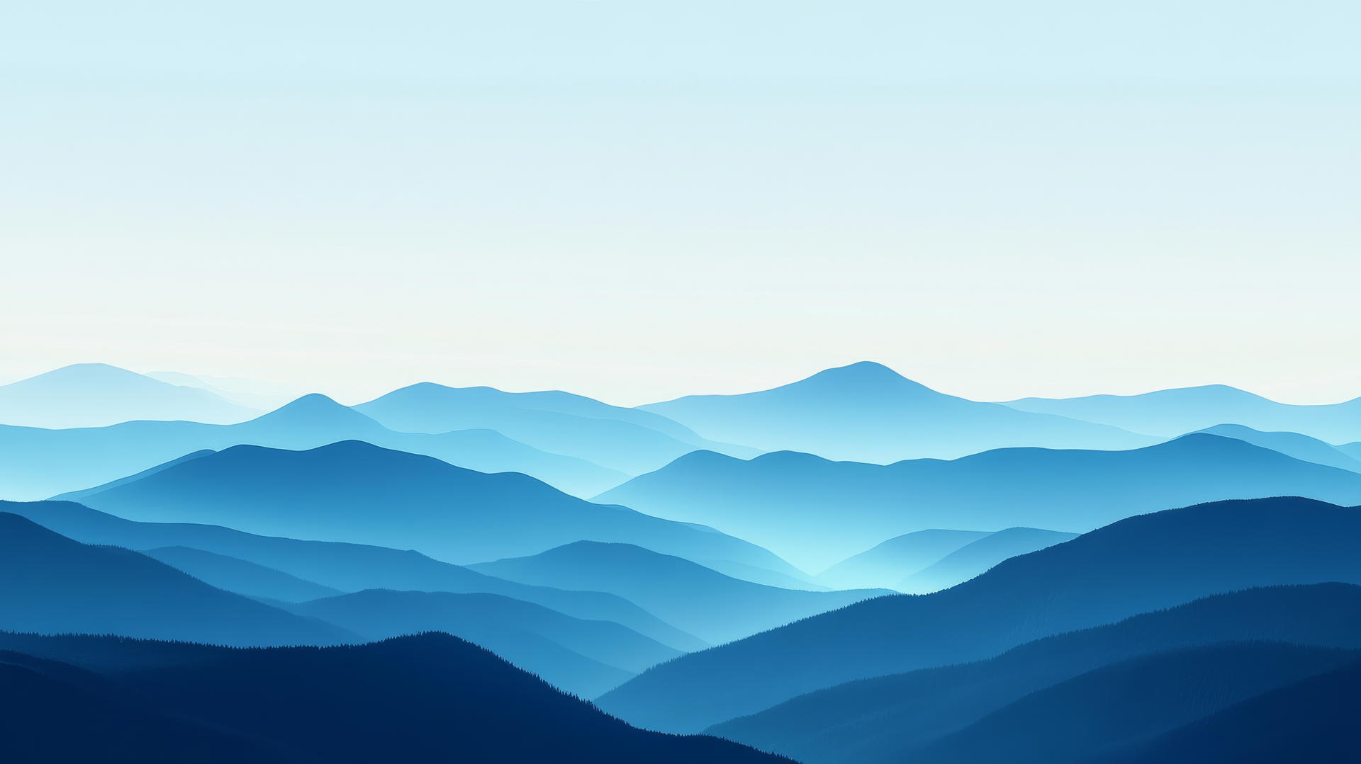 blue background wallpaper featuring minimalist blue mountain silhouettes and light blue gradient sky