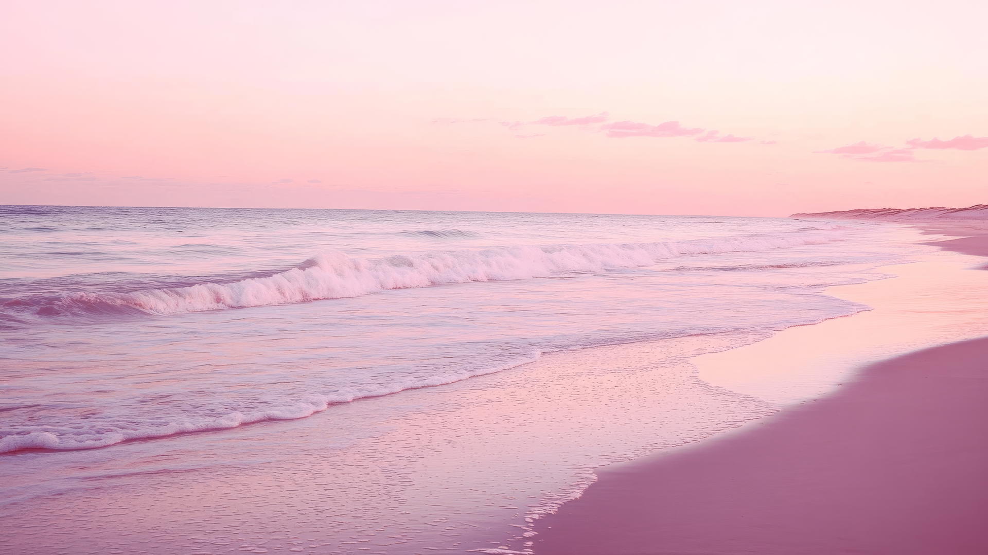 beach wallpaper aesthetic with pastel-toned sky and lavender waves