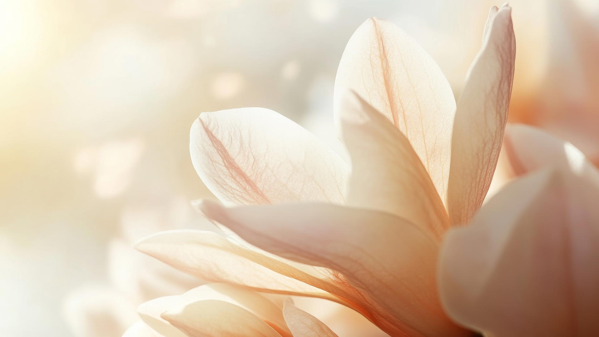 spring wallpaper with close-up of flower petals and soft sunlight