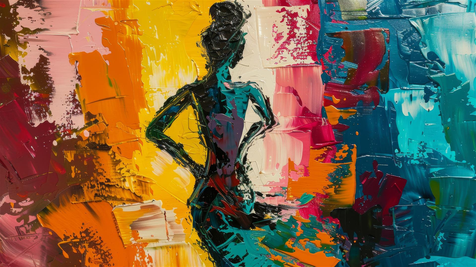 Abstract painting of a woman's full body