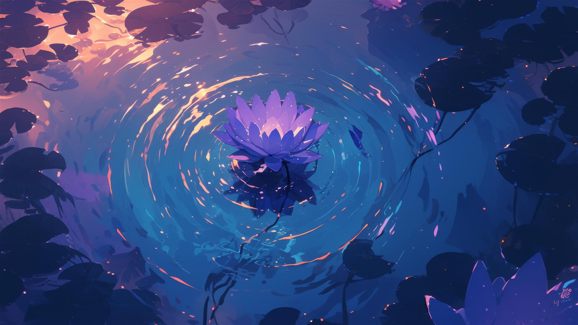 Serene nocturnal pond pulsating in rhythm with distant neutron star