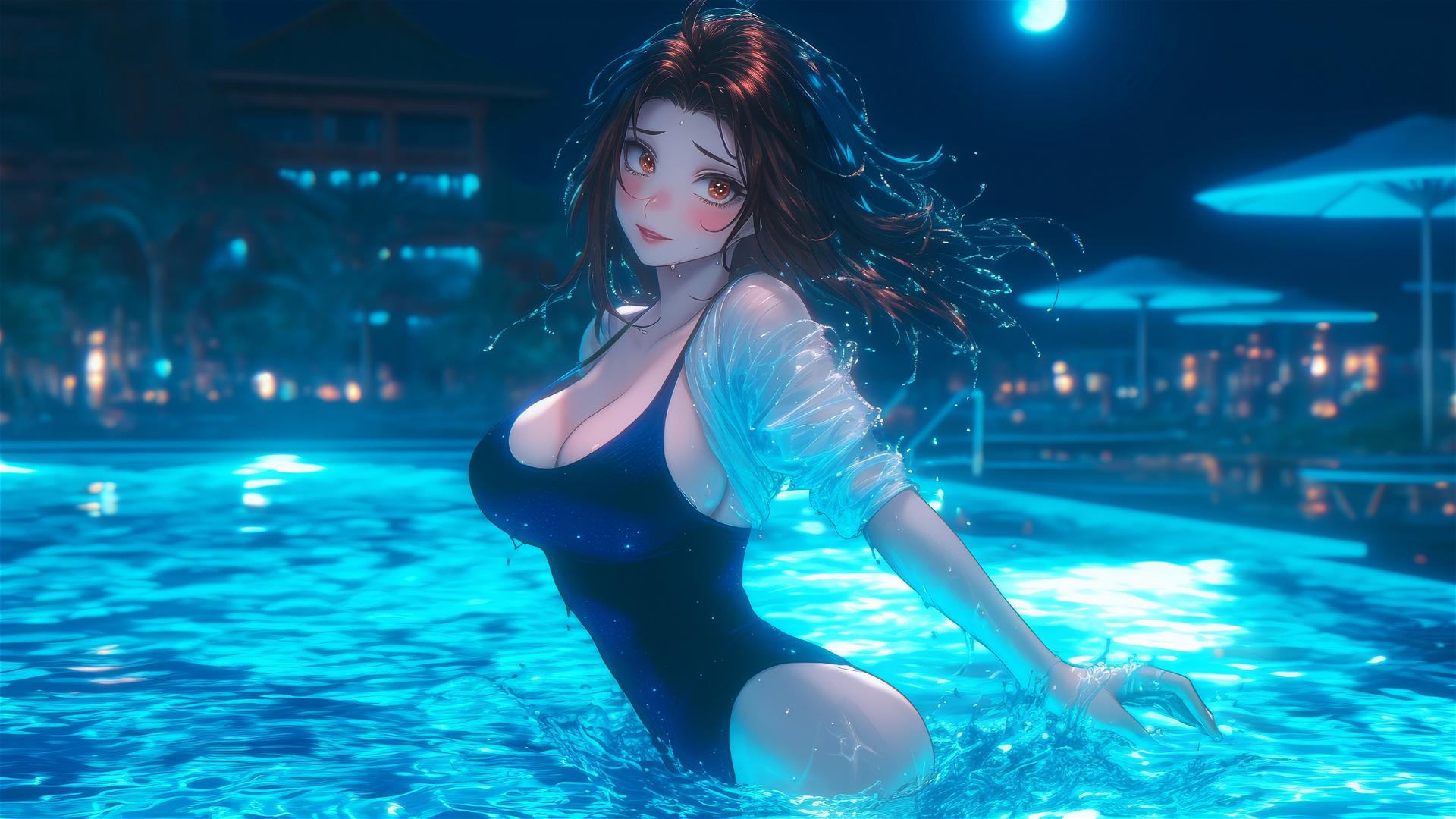 Ochaco Uraraka from My Hero Academia under moonlit glow