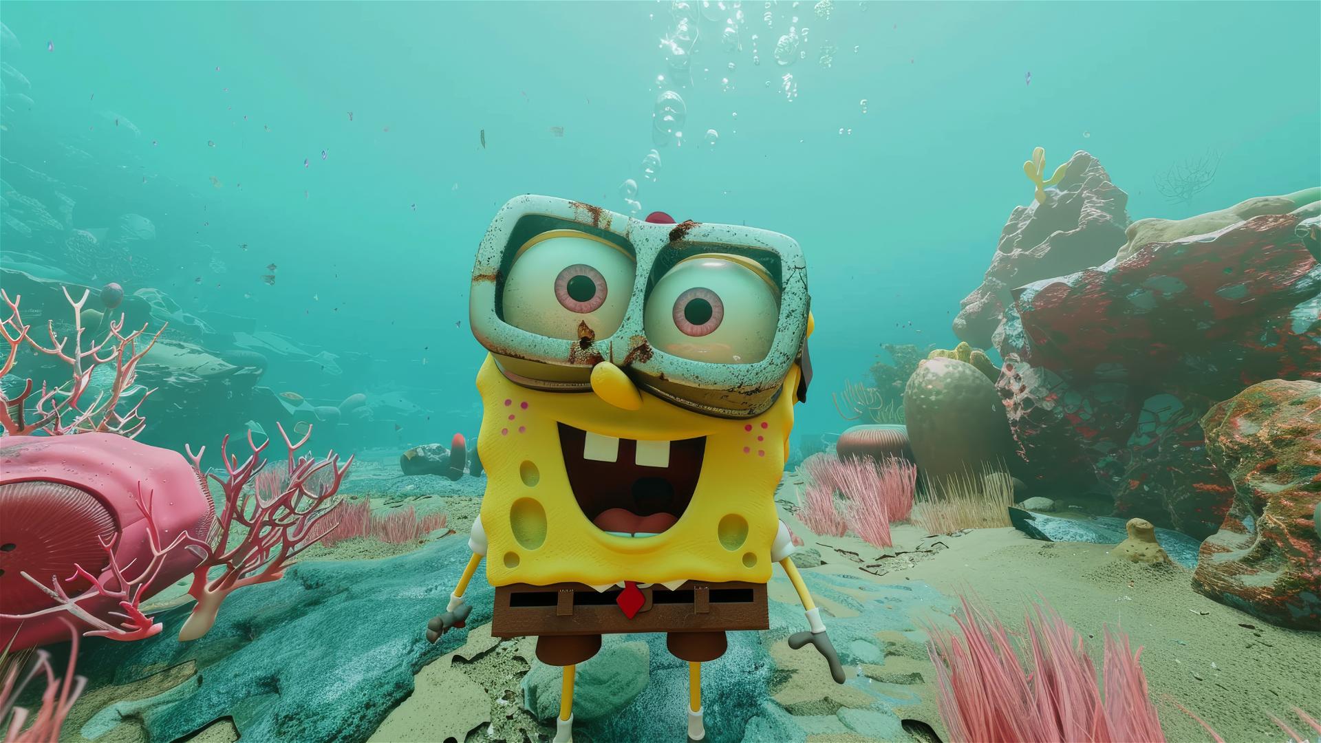 SpongeBob using a VR headset