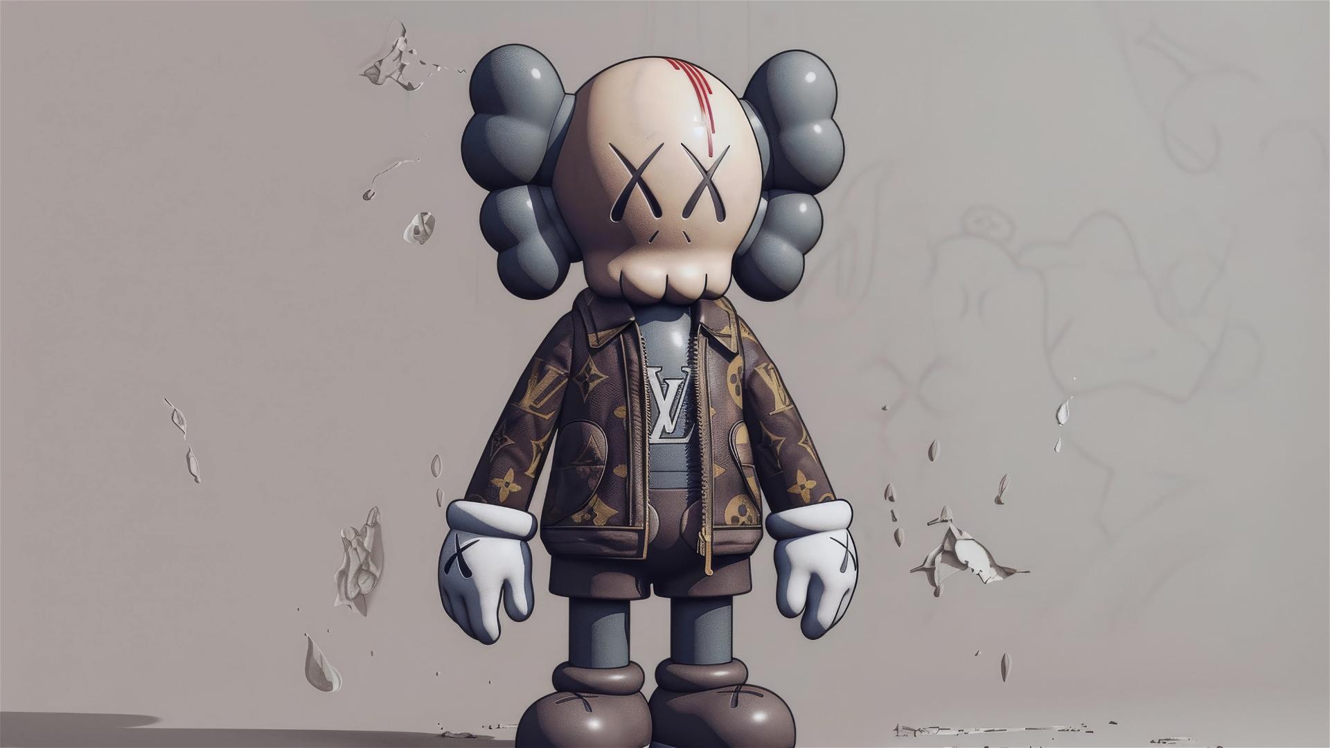 2D cartoon art featuring Louis Vuitton companion Kaws
