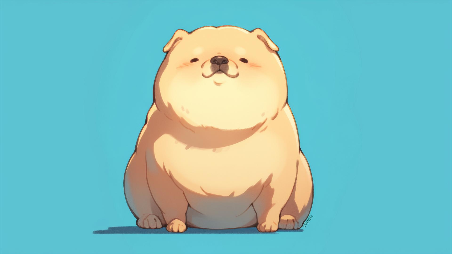 Minimalist 8k illustration of a chubby dog for iPhone wallpaper