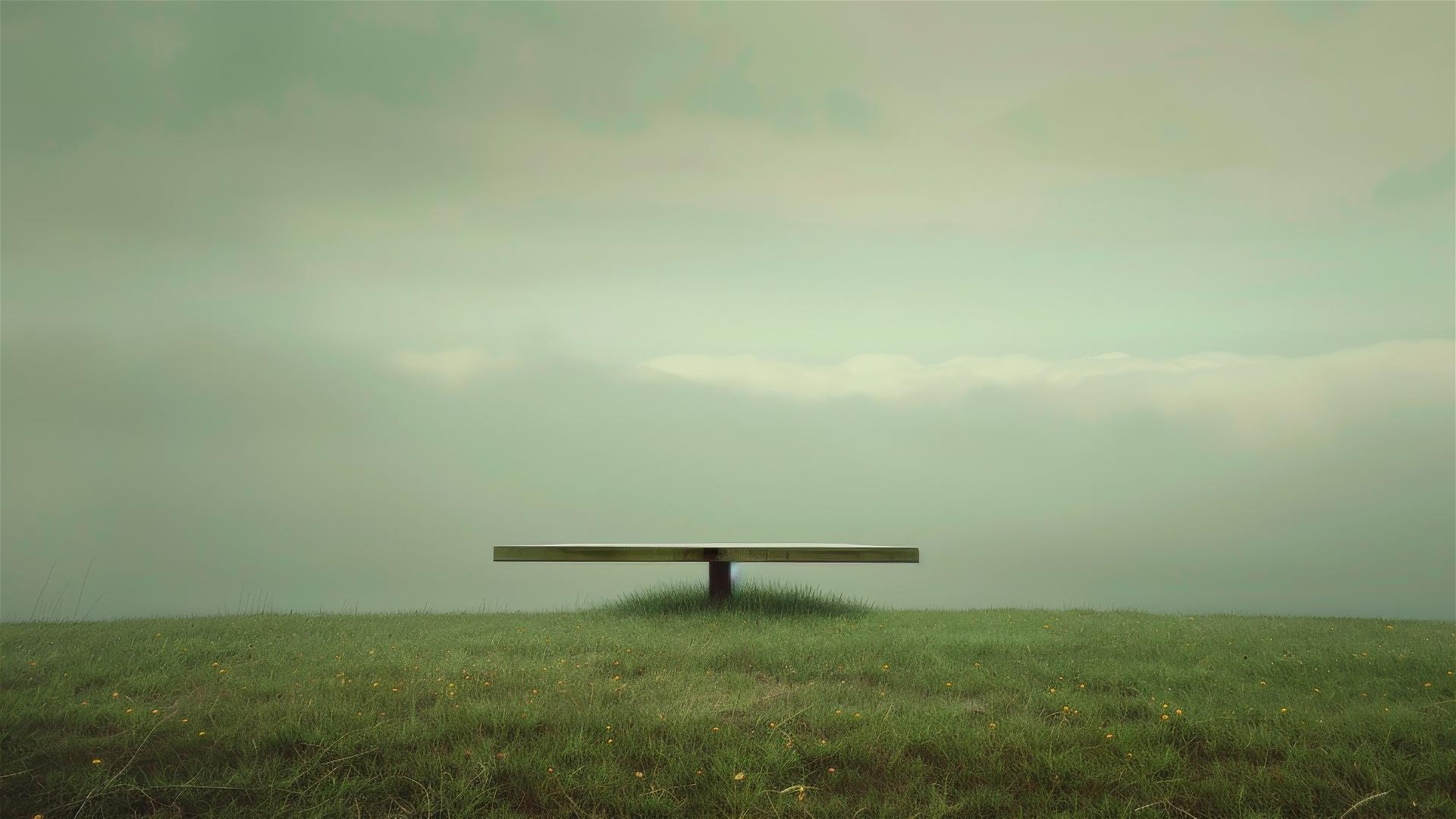 90s Dali-inspired surrealist field with minimalist design