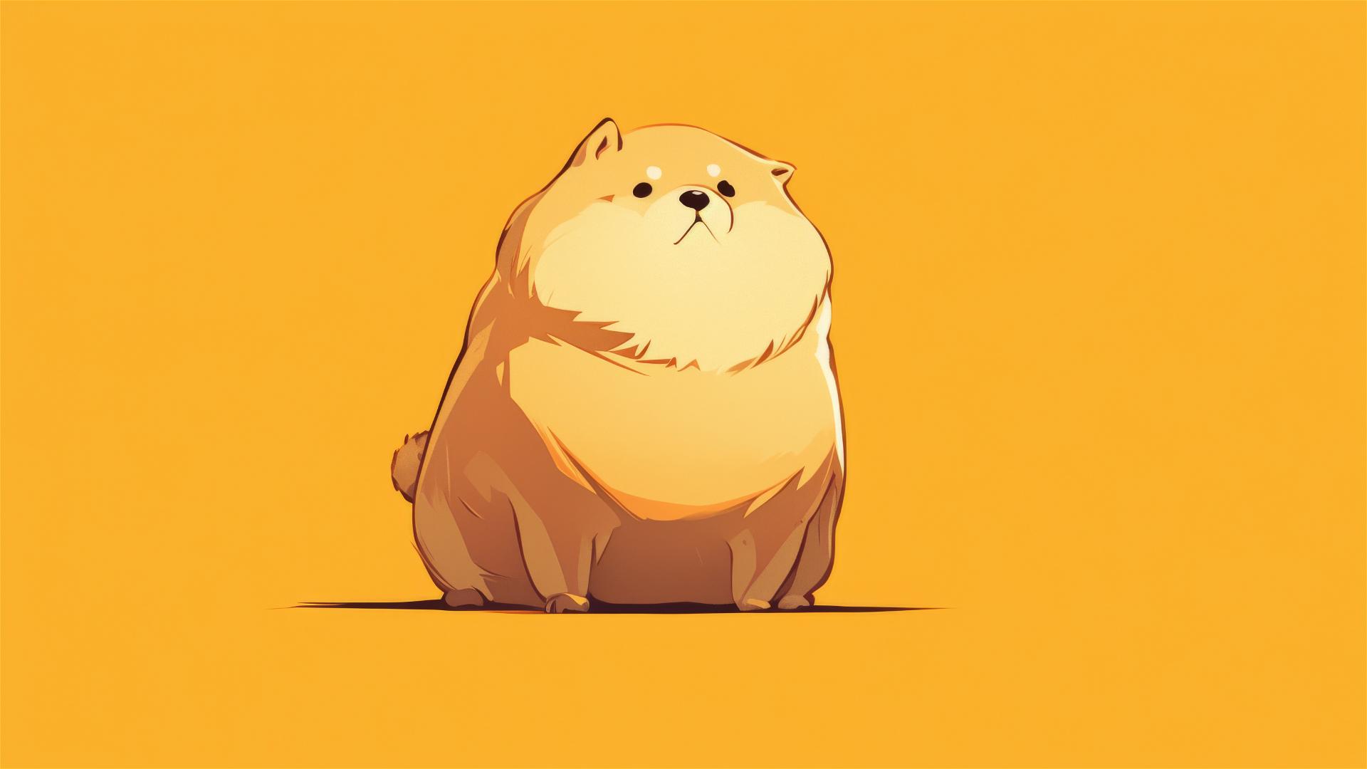 8K minimalistic image of a chubby dog