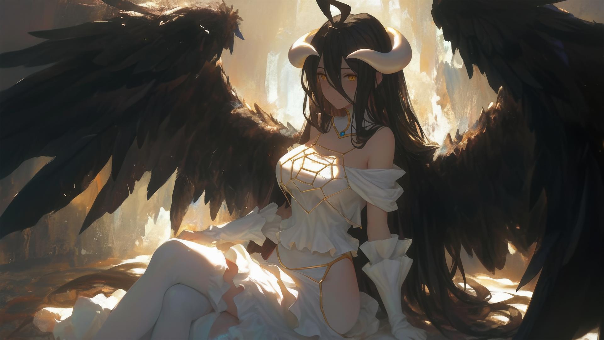 Illustration of Albedo, a character from Overlord.