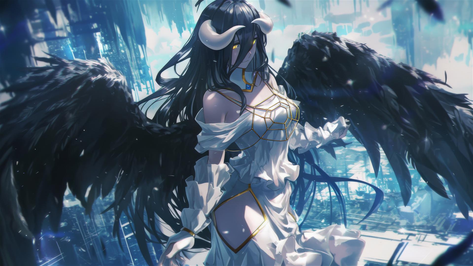 Albedo, a character from Overlord, in a dynamic pose.