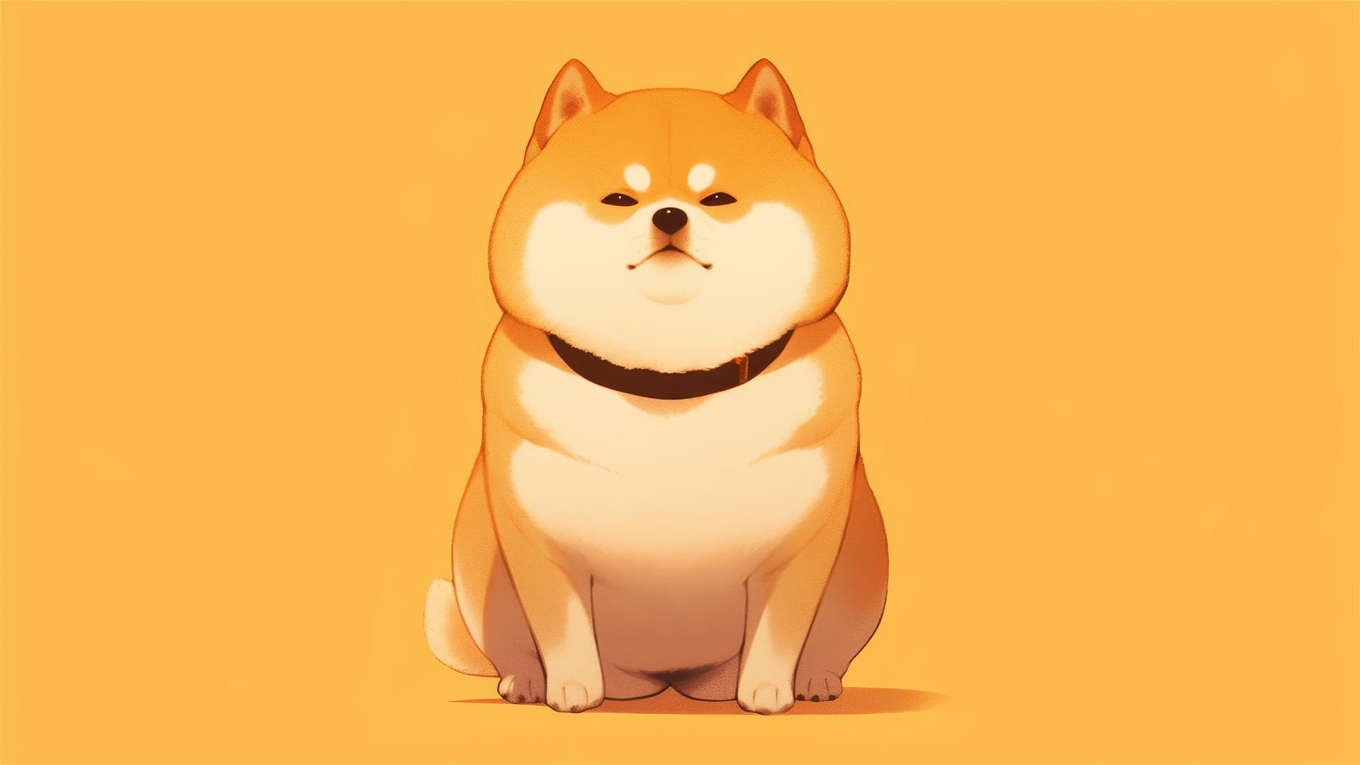 Minimalist chubby dog illustration for iPhone, 8K detail