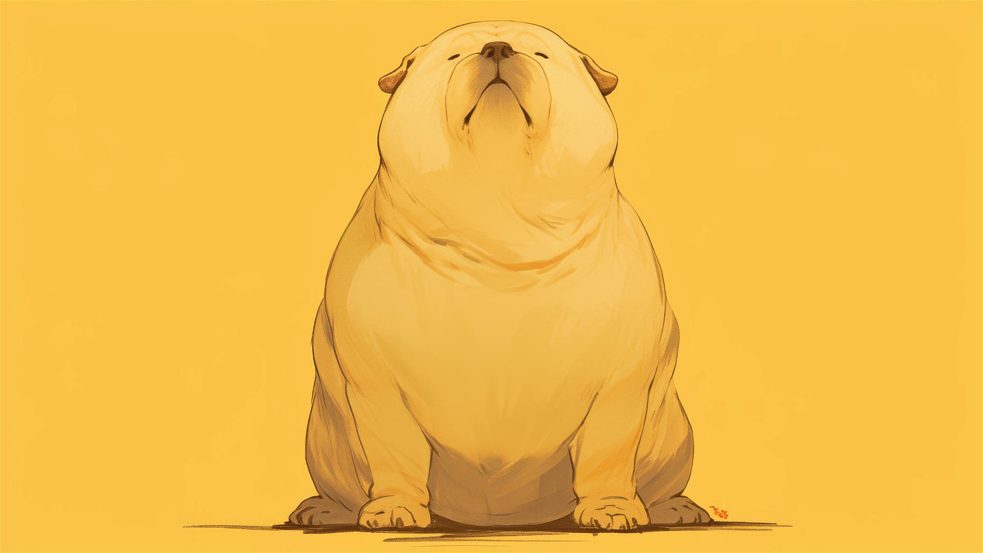 Minimalist chubby dog illustration for iPhone