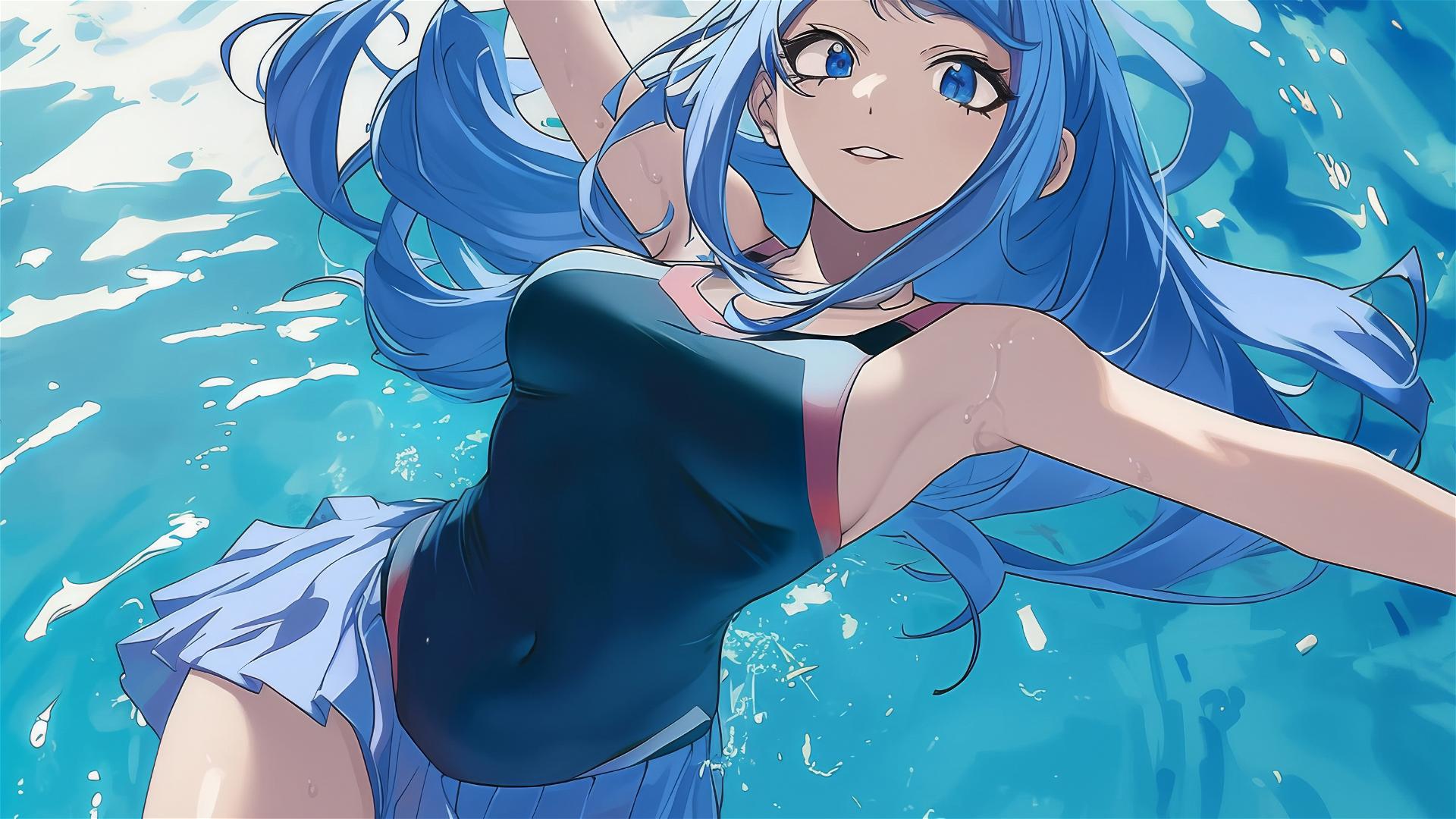 Nejire Hadou from My Hero Academia in moonlit pool