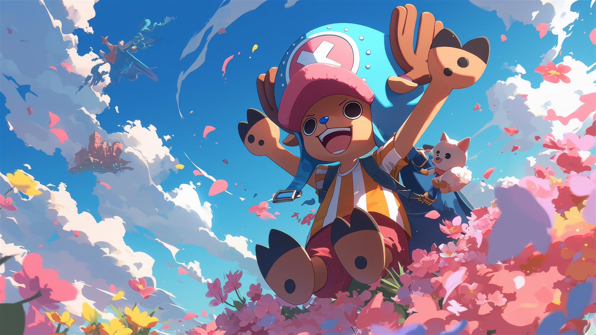 Tony Chopper from One Piece on giant flower