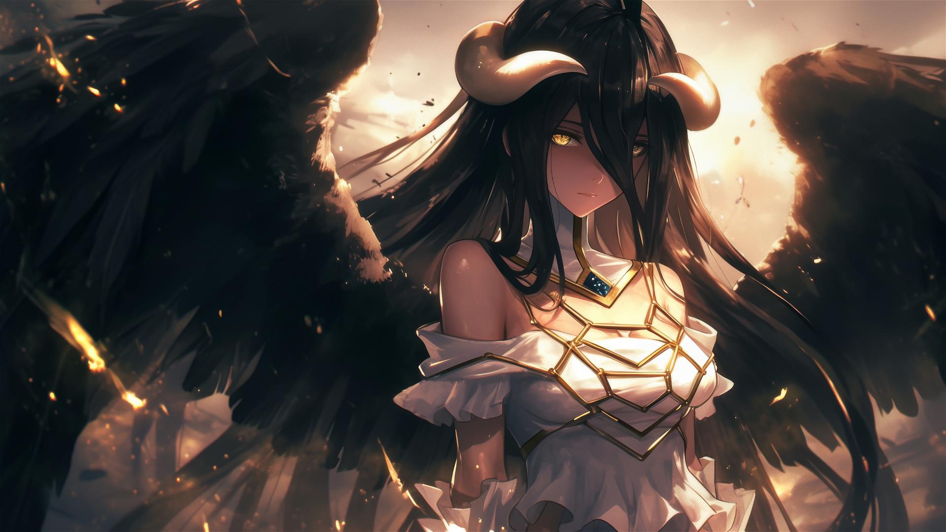 Illustration of Albedo, a character from Overlord.