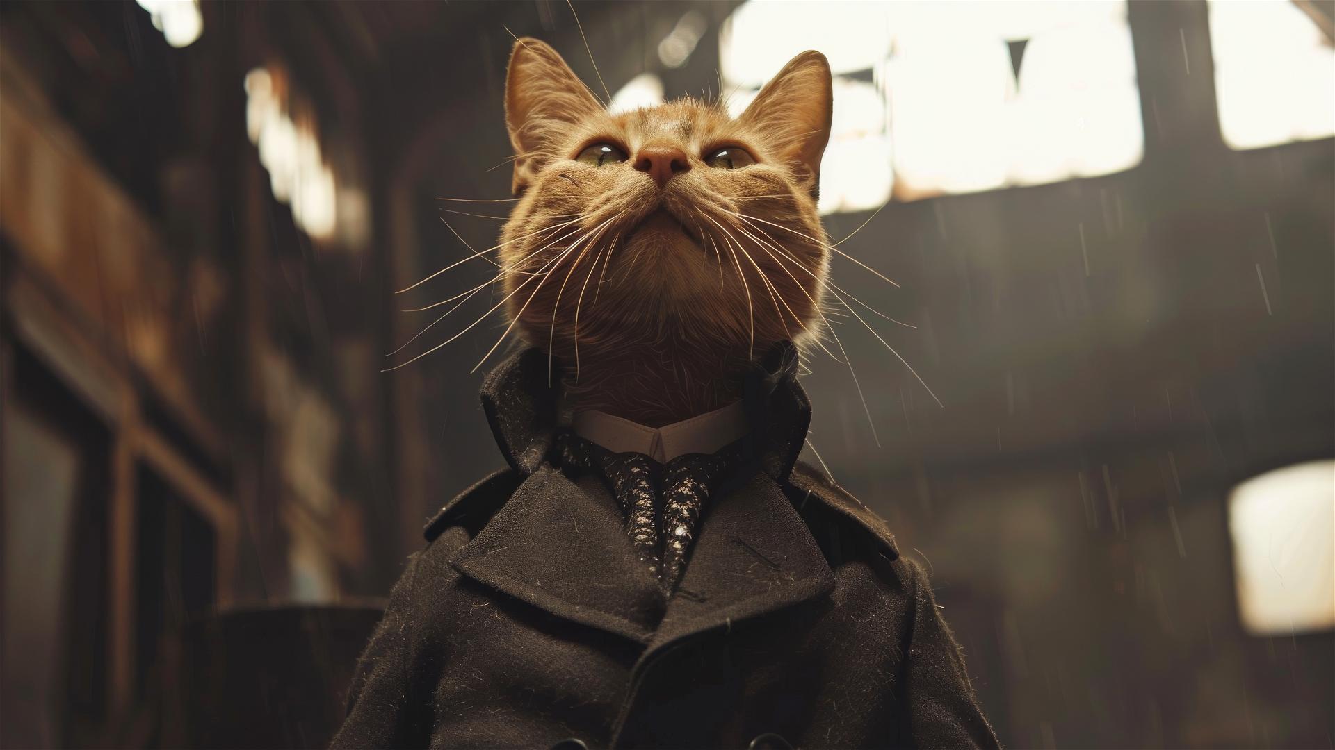 Anthropomorphic cat in Dior attire at Milan fashion show