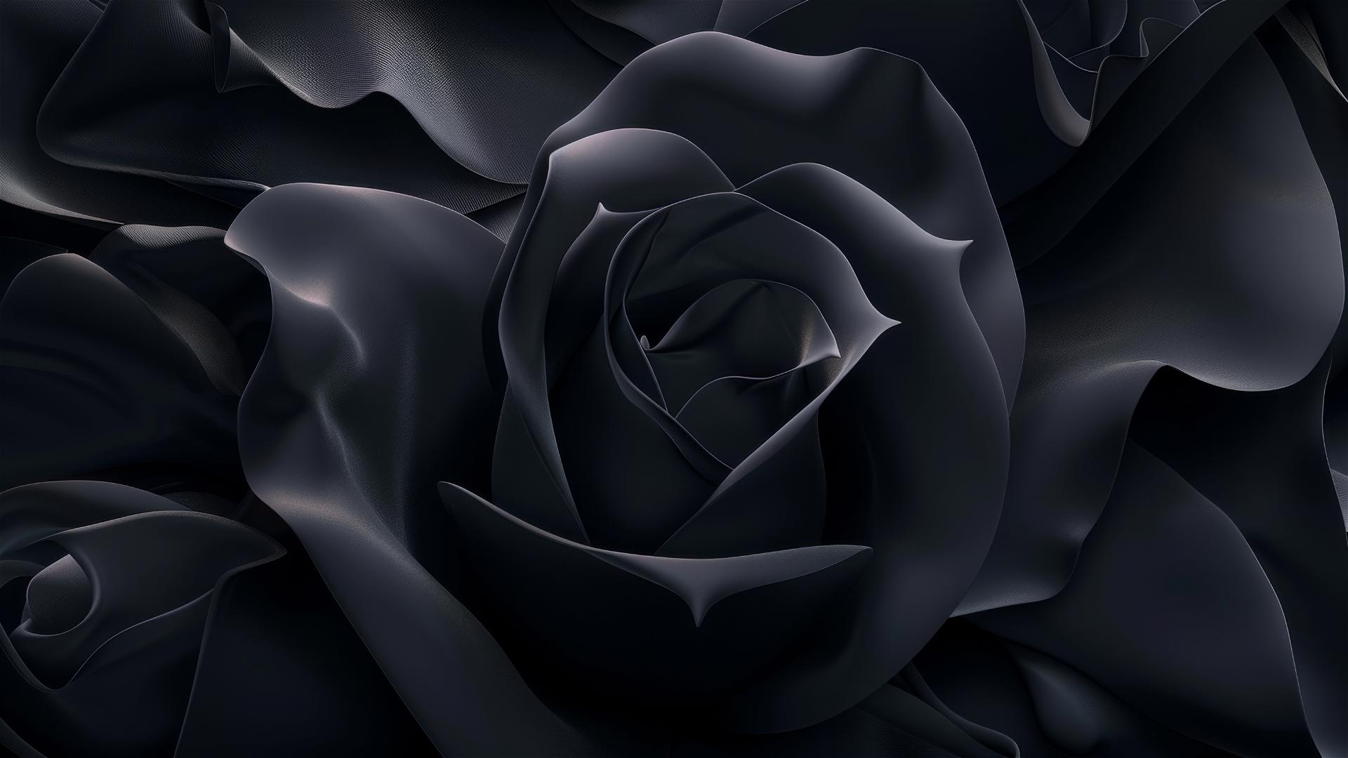 Elegant black rose flowing shapes on iPhone