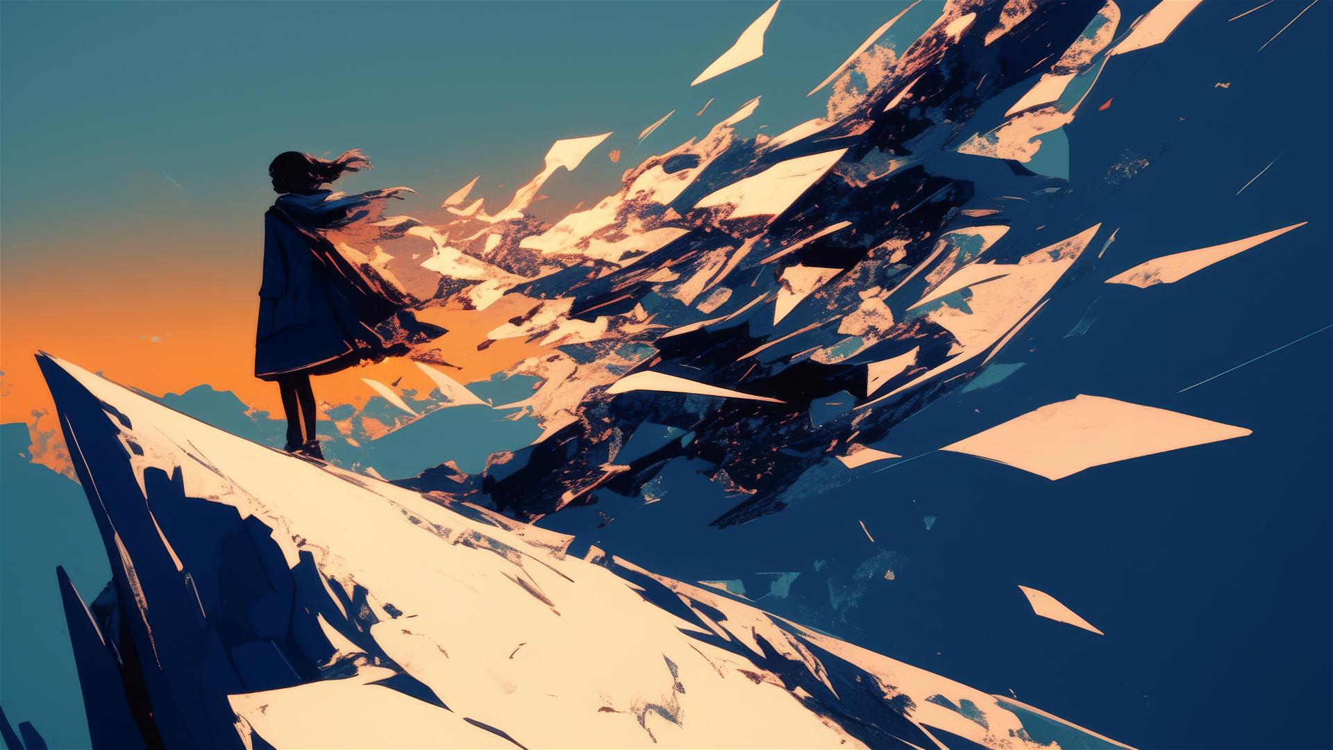 Silent mountain peak with audible earth heartbeat