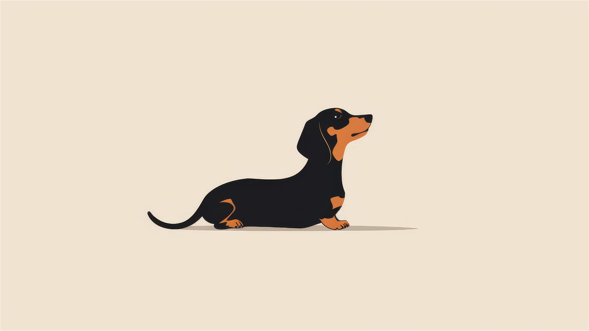 Minimalist illustration of a cute happy Dachshund under an invisible space, conveying a sense of comfort