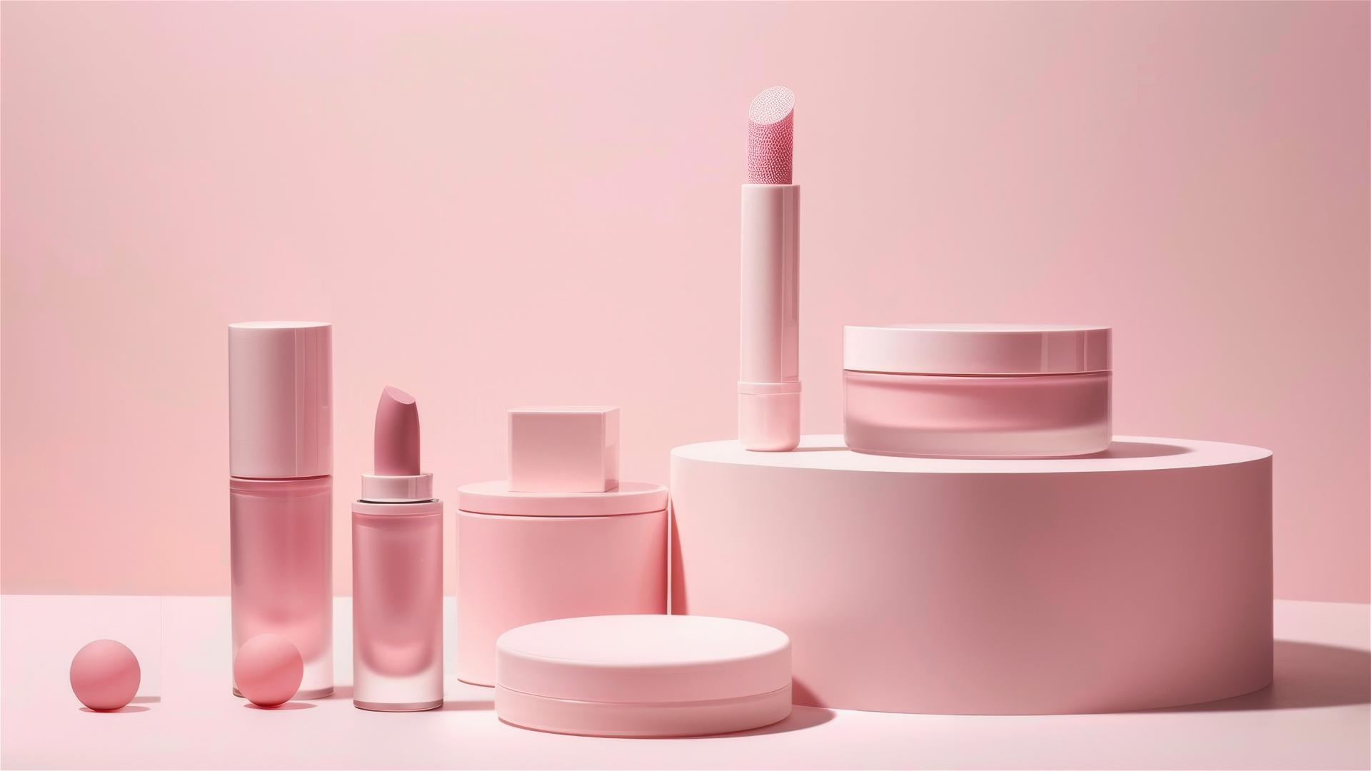 Minimalist luxury beauty product photo, rose pink, 80s lighting