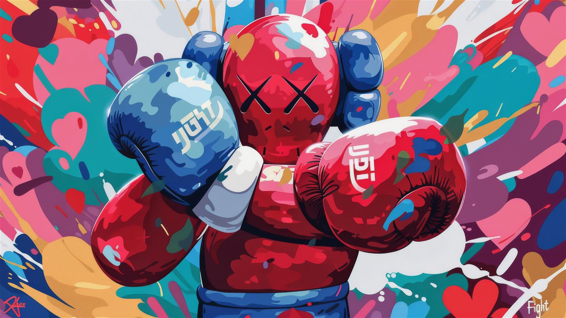 vector logo of a surreal fighter by kaws