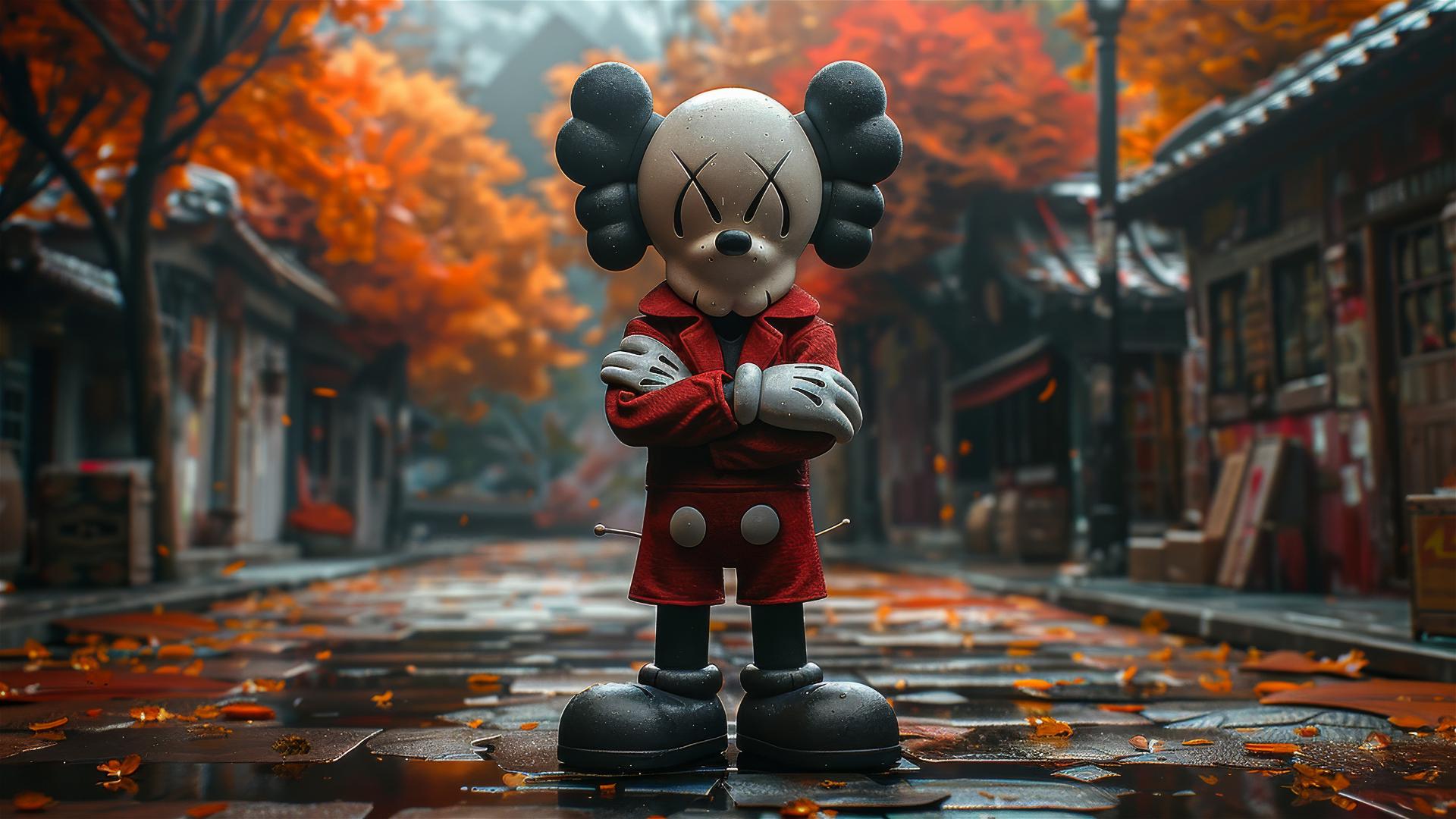 Cartoon 2D art of Nike companion Kaws with crossed arms