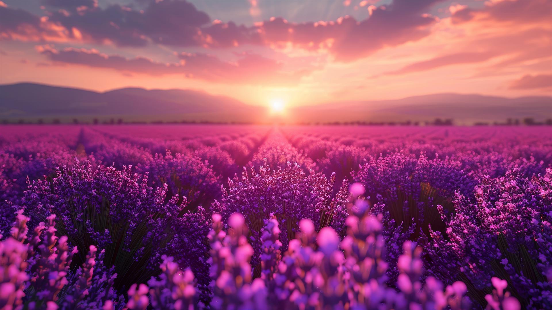 Lavender field in Impressionist style