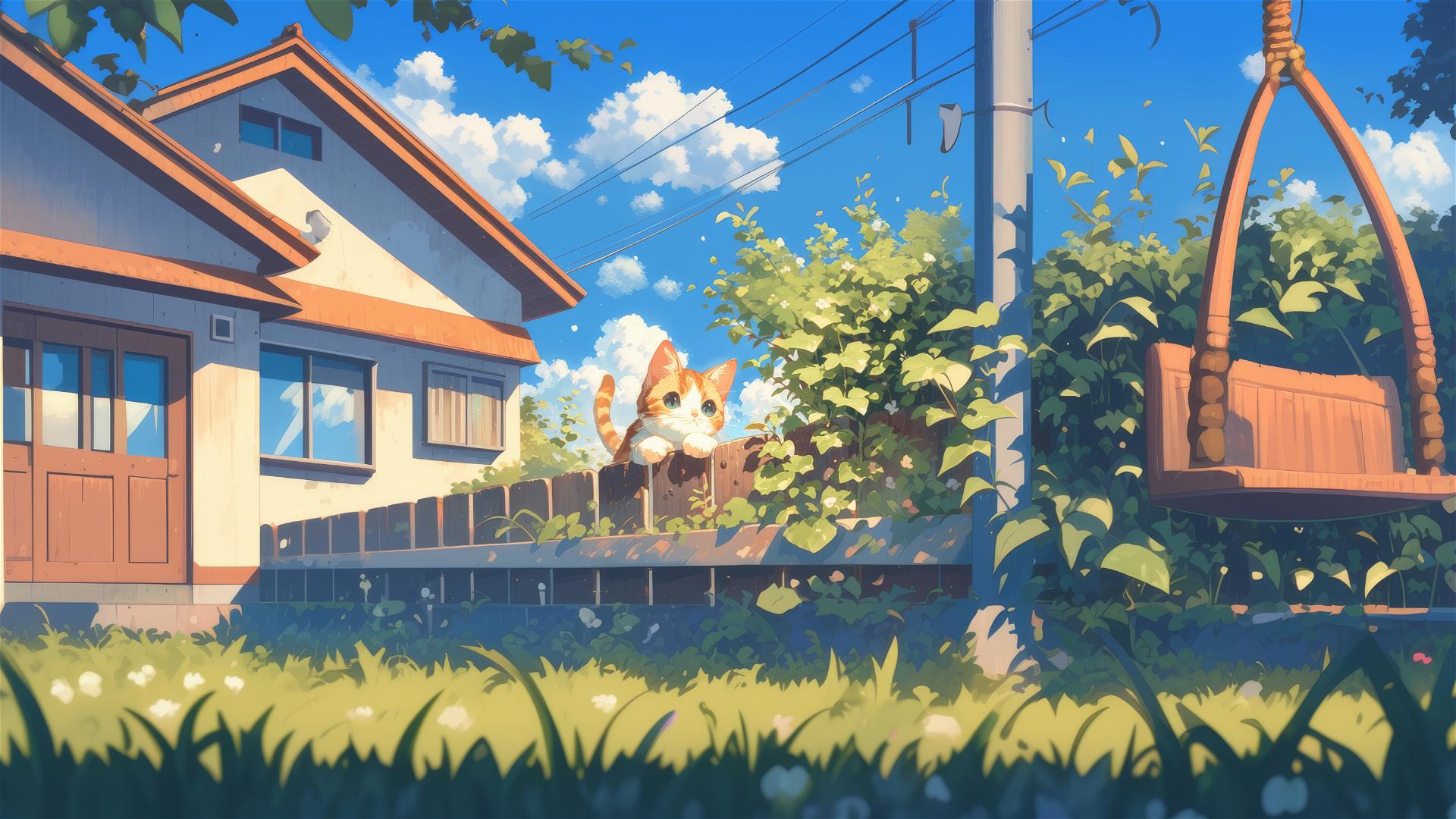Cute cat playing in yard
