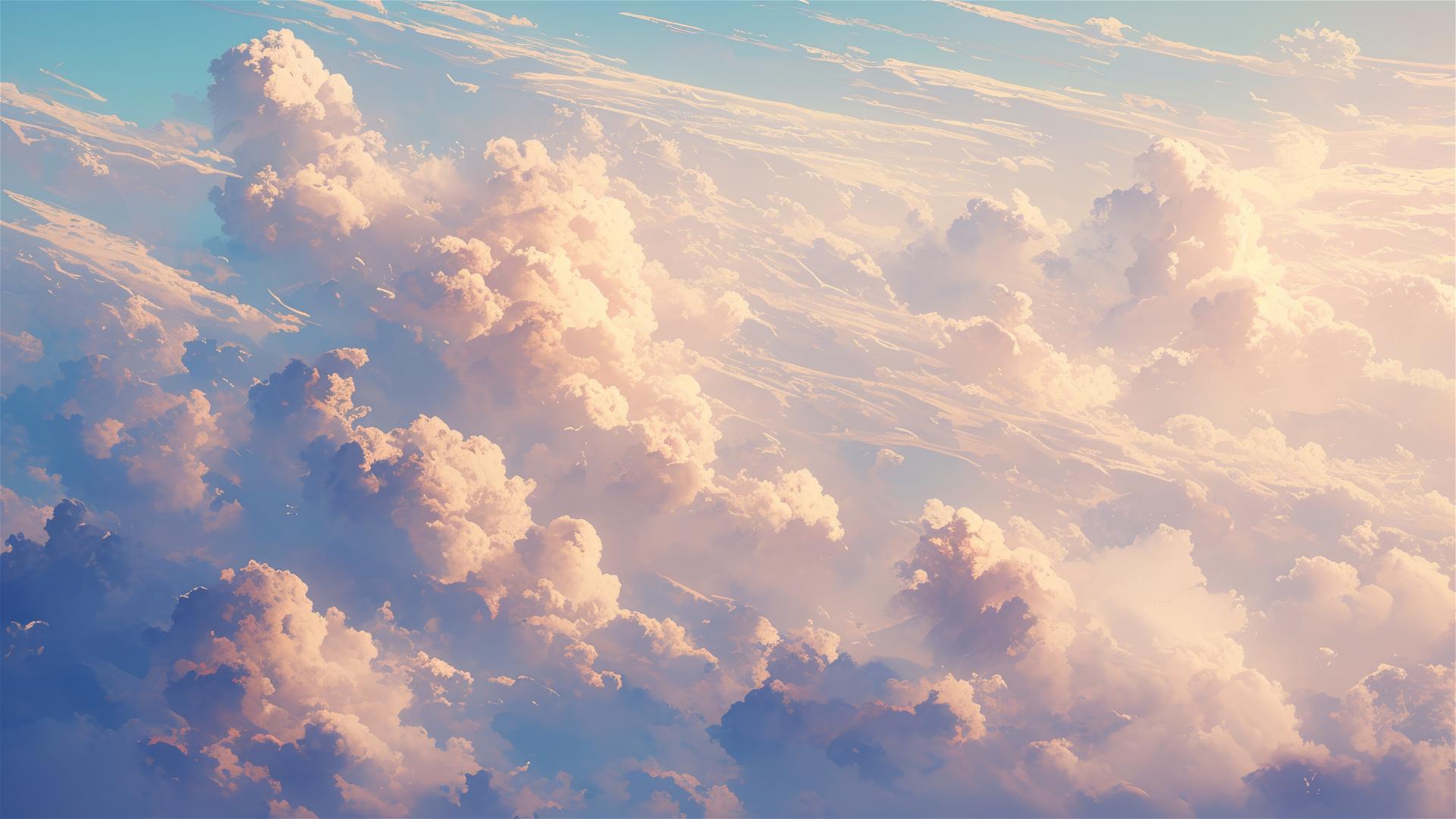 High-altitude clouds from above at sunrise
