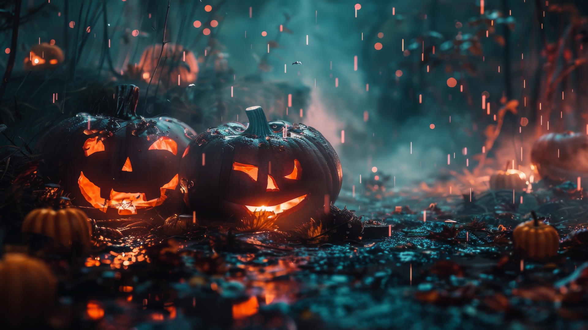 Halloween-themed background with spooky elements, optimized for iPhone in 4K resolution.