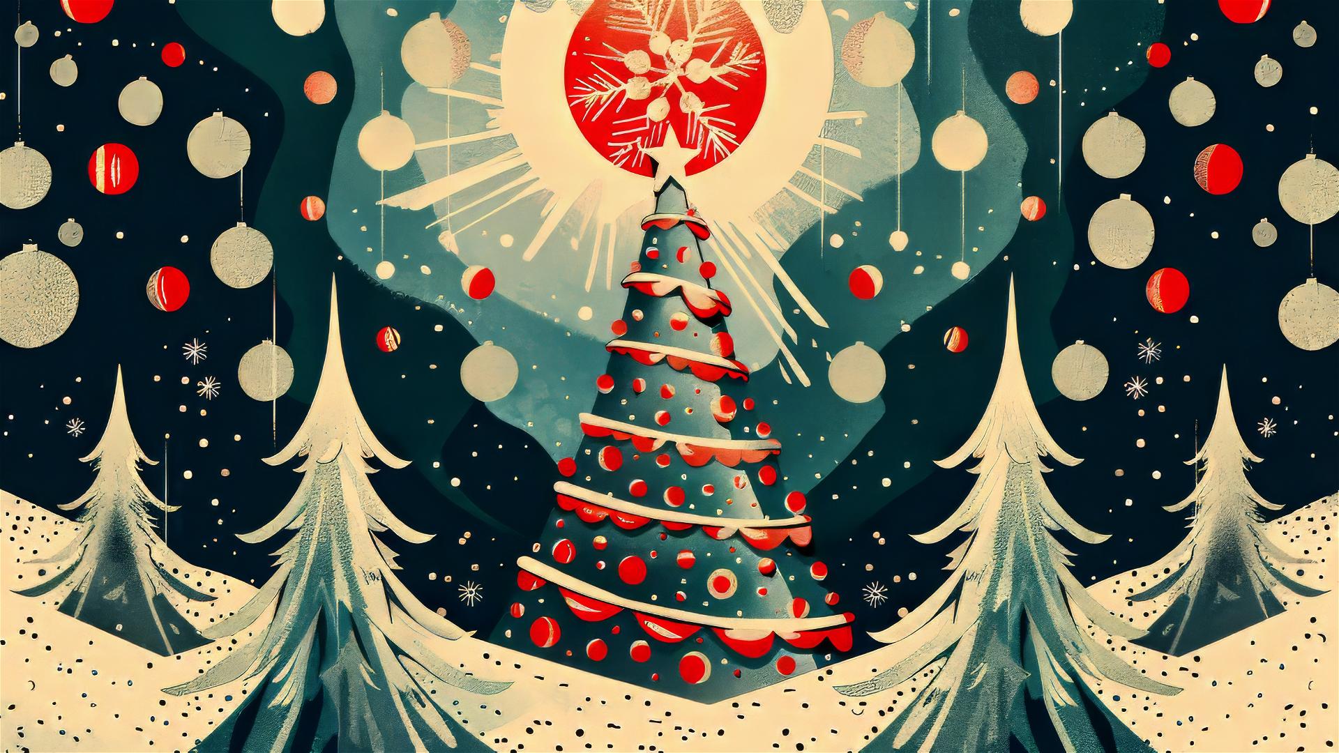 Art Deco Christmas poster with vintage elements