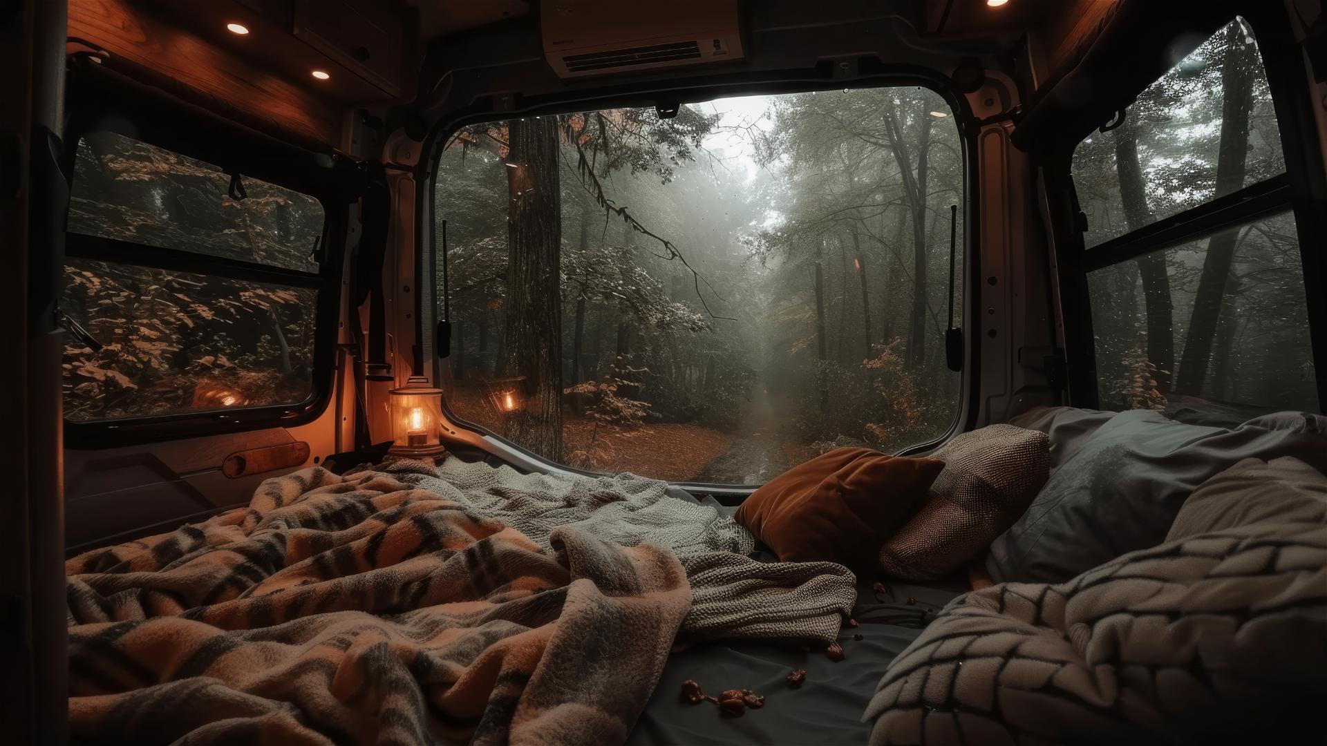 RV interior during a rainy day