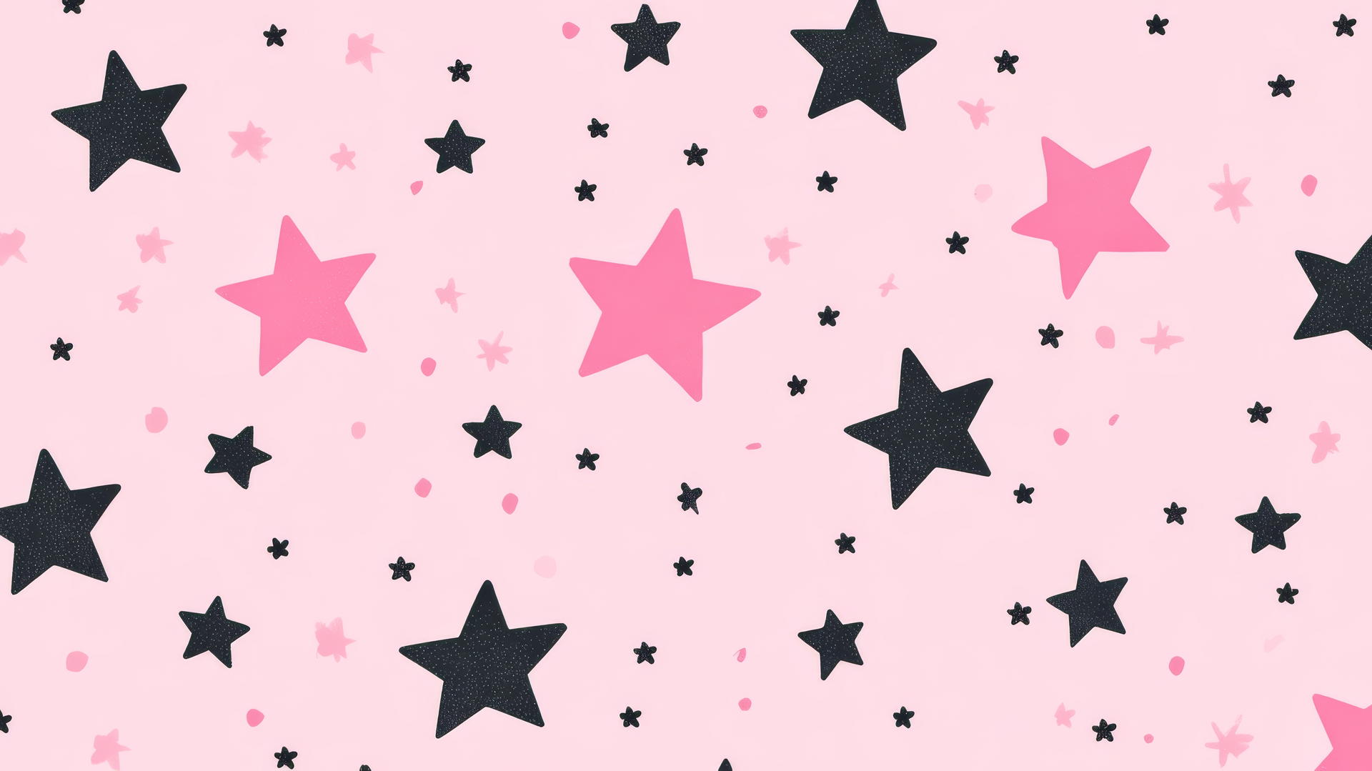 preppy wallpaper with pink stars and black dots on pastel pink background