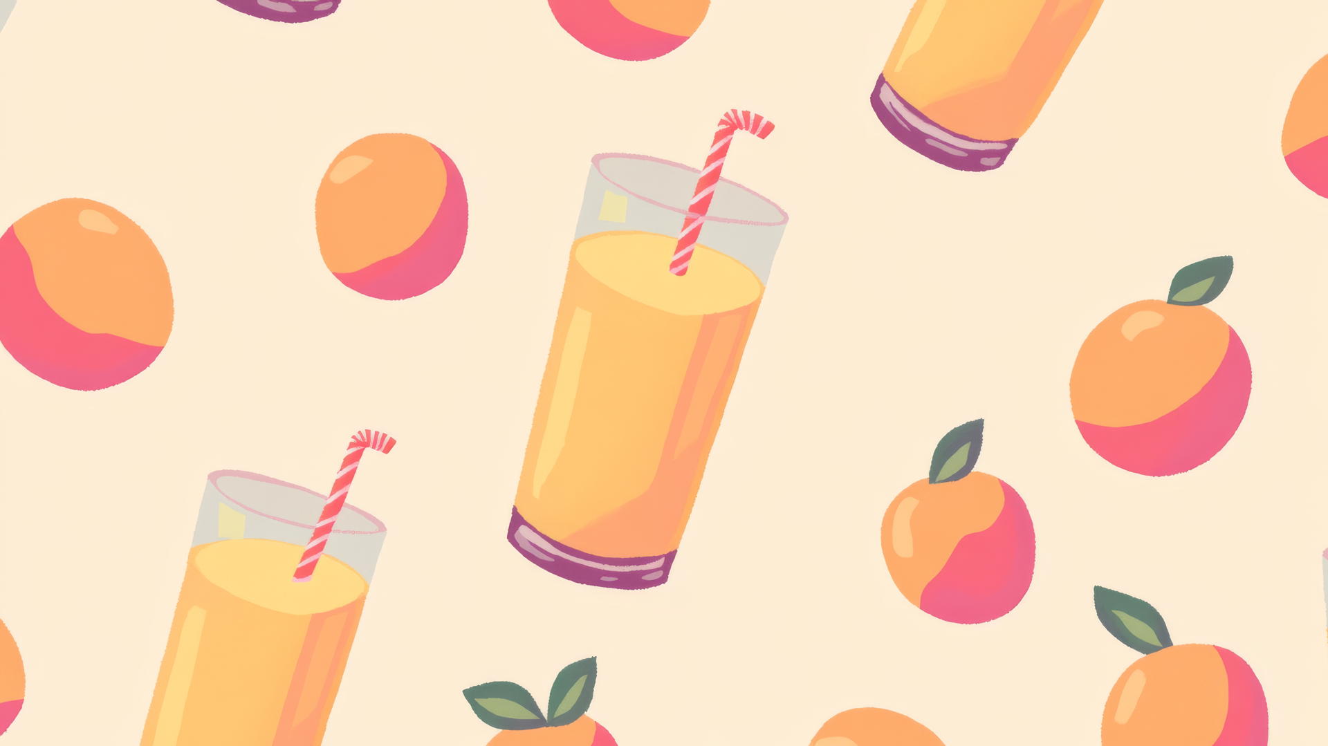 preppy wallpaper with 8-bit pixel art of peach juice in orange and pink