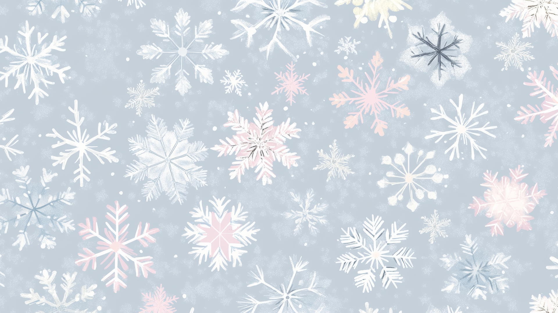 Preppy winter wallpaper with pastel snowflakes and delicate icicles on soft gray