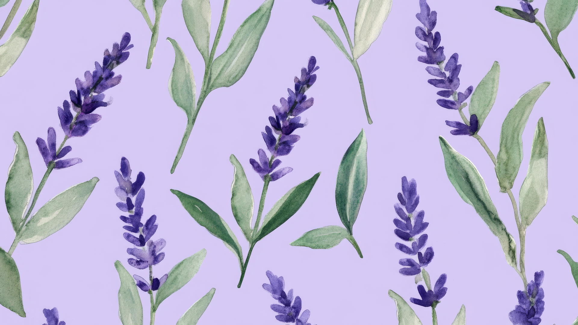 preppy purple wallpaper with lavender sprigs and green leaves