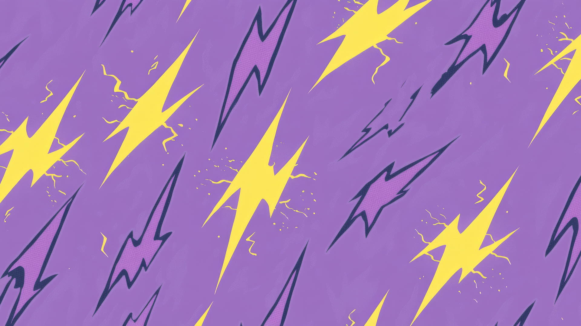 Purple preppy wallpaper with bold purple lightning bolts and yellow accents