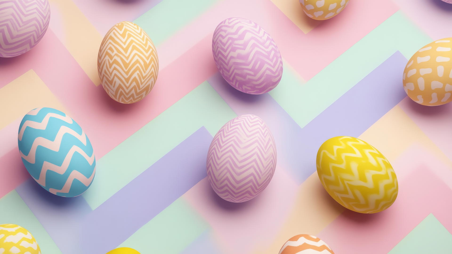 Preppy Easter wallpaper with chevron stripes and Easter eggs