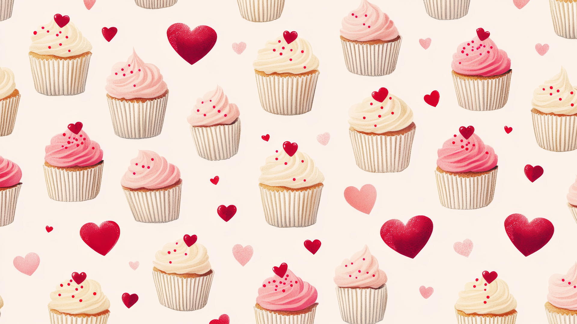 Preppy valentines wallpaper with heart-shaped cupcake sprinkles