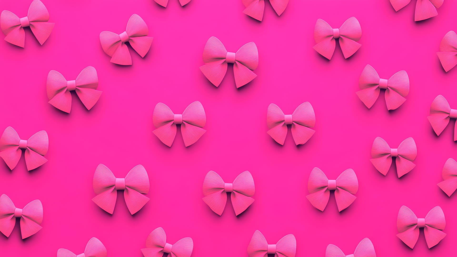 cute hot pink wallpaper with cartoon-style bows and ribbons