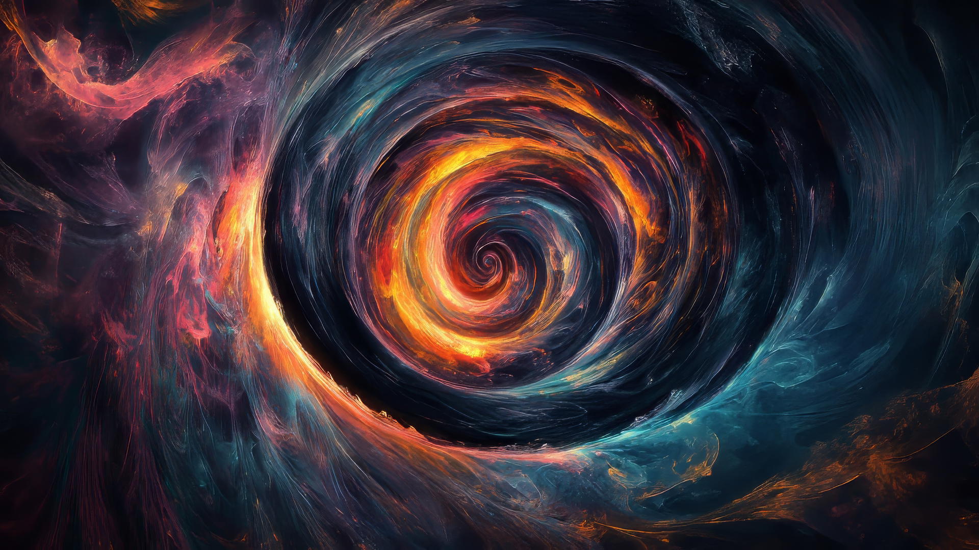black hole wallpaper with kaleidoscopic fractal patterns