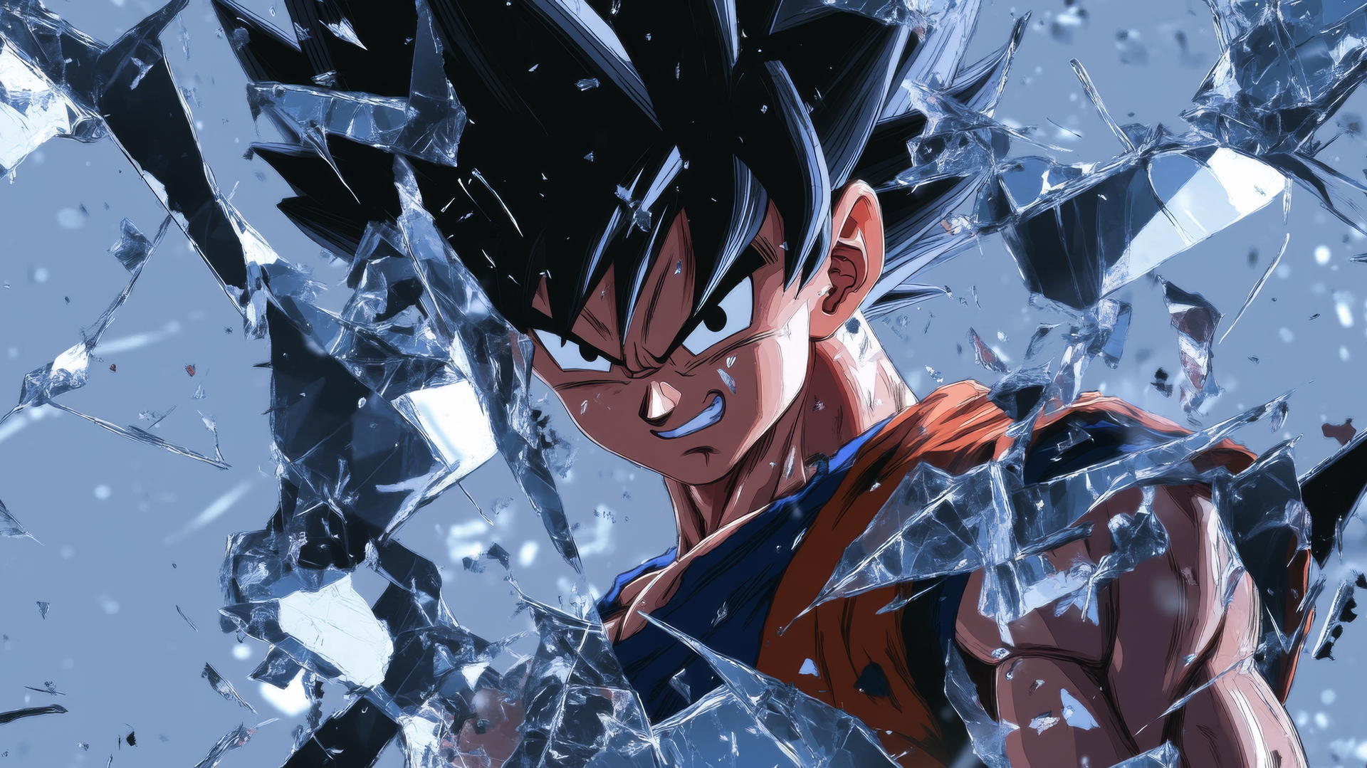 Goku Black wallpaper 4k reflected in shattered mirror with various expressions