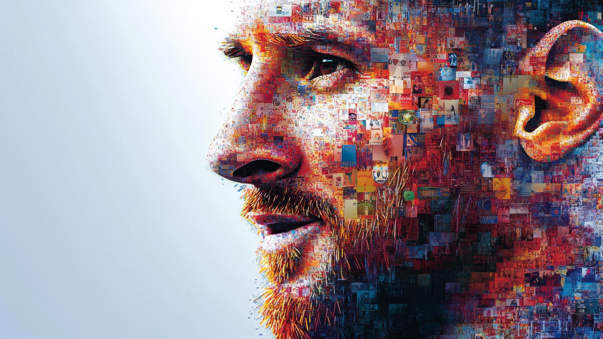 wallpaper messi 4k mosaic of Messi's face with soccer icons