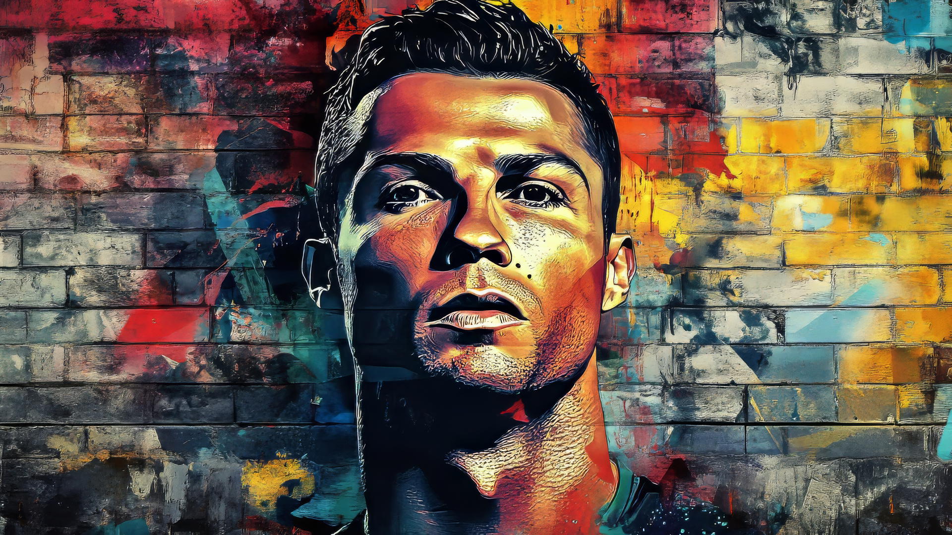 Cool Ronaldo wallpaper 4k with graffiti-inspired design and urban textures