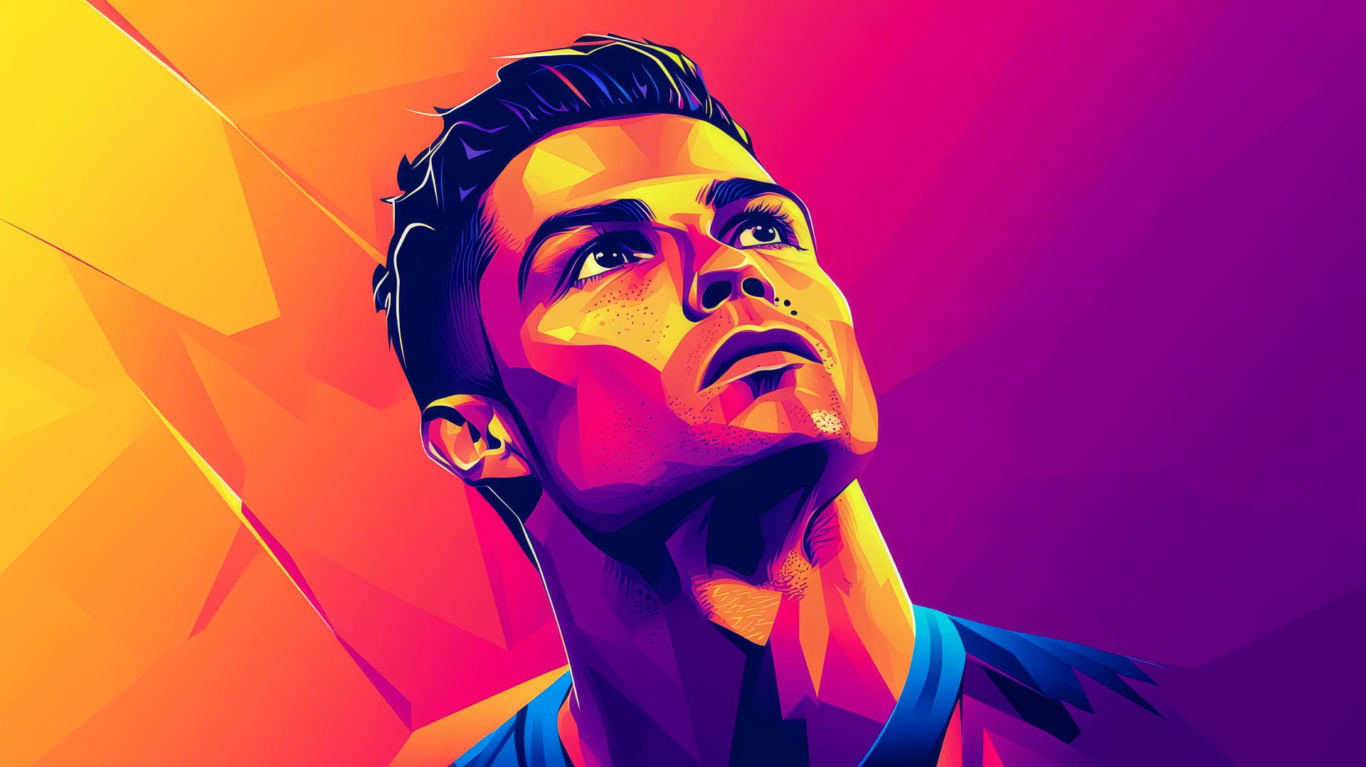 cool Ronaldo wallpaper 4k in stylized vector art with bold colors and angular shapes