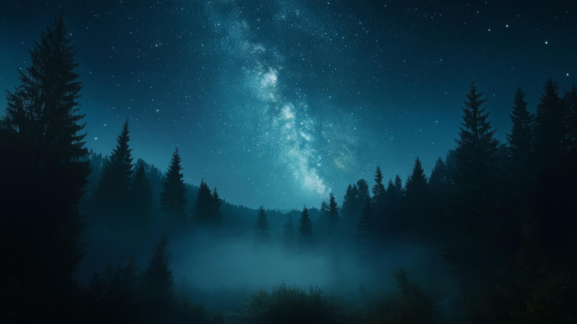 beautiful nature wallpaper 4k of starry night sky over quiet forest