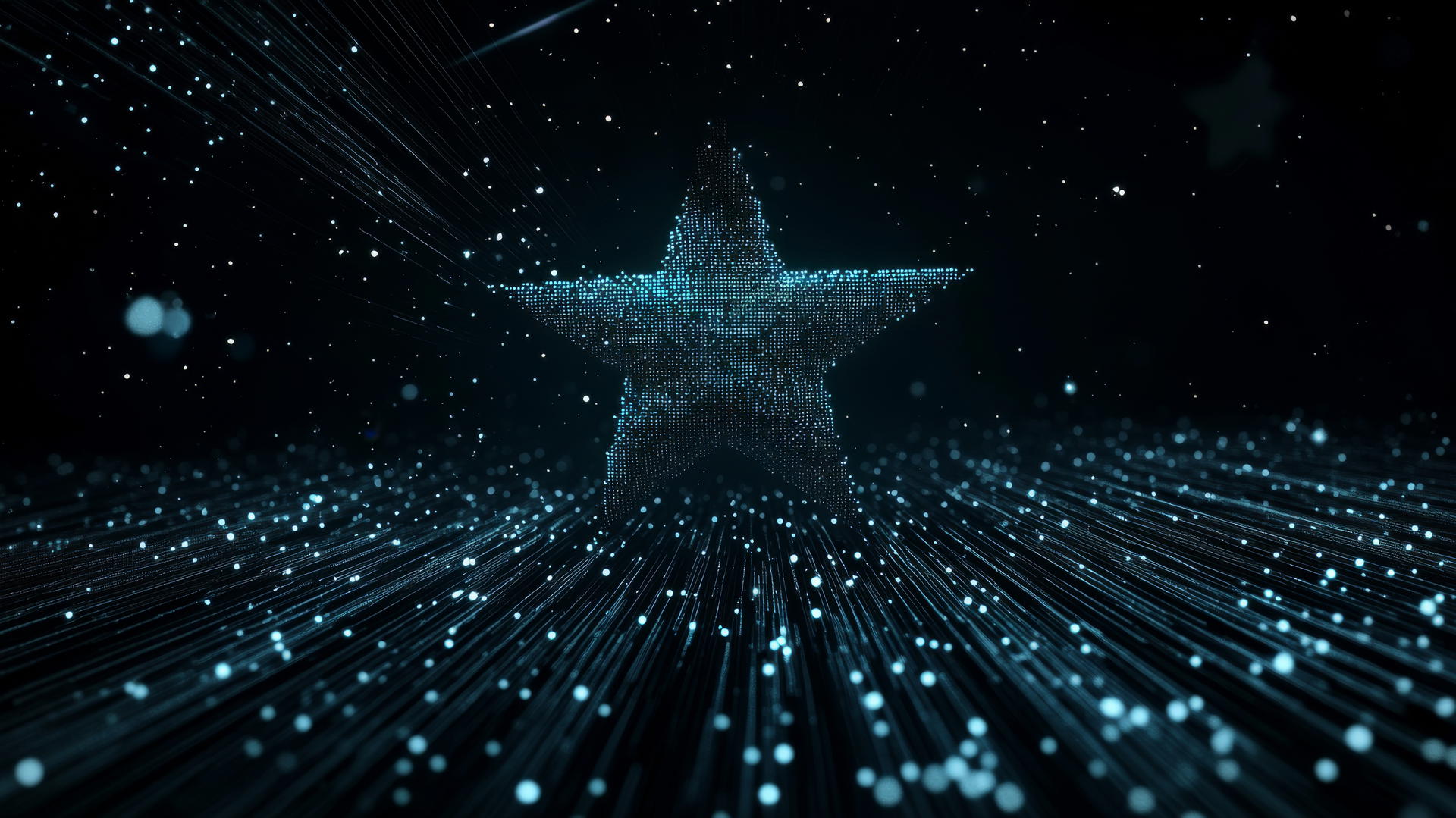 Y2K star wallpaper with a black background and neon star