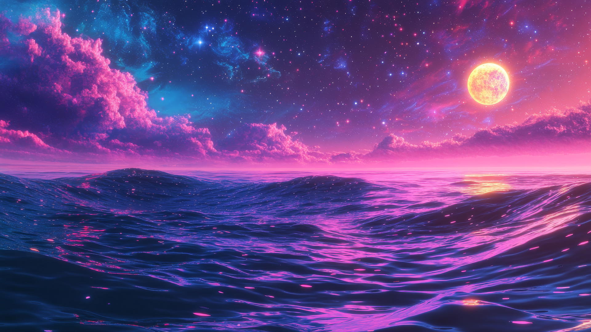 star wallpaper y2k with neon waves and pixelated stars