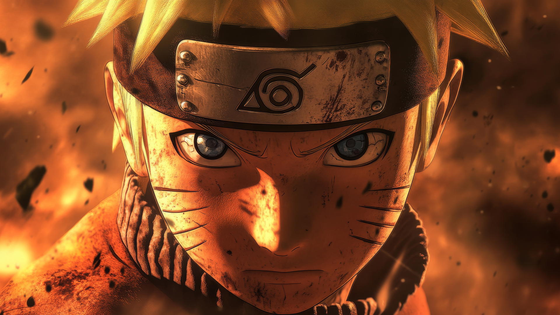 wallpaper naruto 4k close-up of Naruto Uzumaki holding a kunai, serious expression
